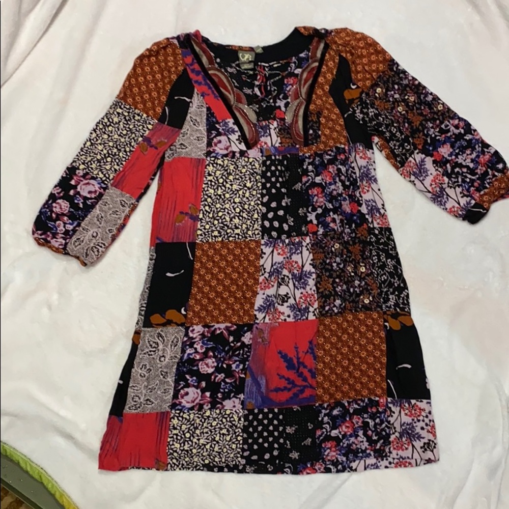 Anthropologie Checkered paisley dress